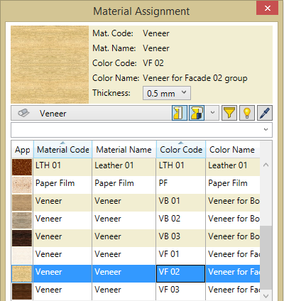 Select Veneer in Model