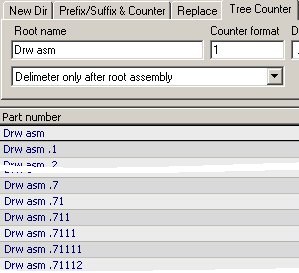 Root name + counter delimeter only after root assembly