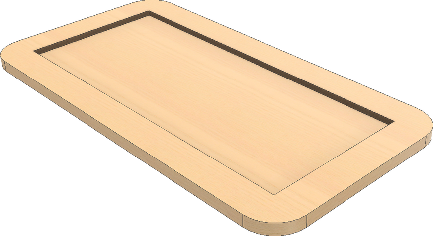 Assembly of workpieces turned into a composite part using the Derive command. If necessary, the shape can be additionally adjusted. For example, corners can be rounded.