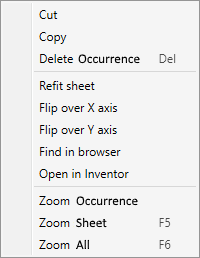 Contexr menu of nesting part