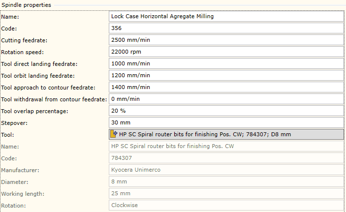 End Mill spindle group editor