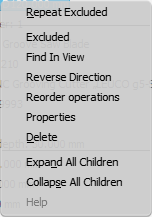 Calibration by Saw Operation context menu