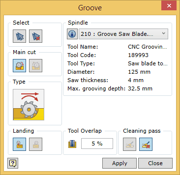 Groove command dialog
