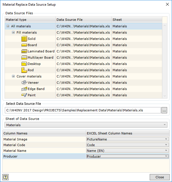 Setup Data Source file for replacement