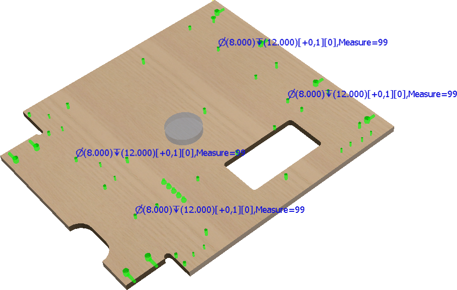 Example of hole notes in a 3D model