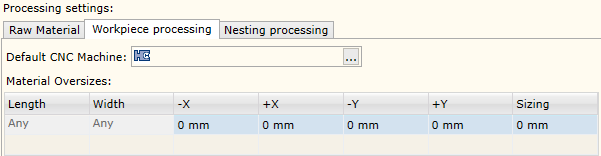 Material Editor Workcenter processing settings