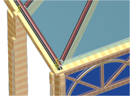 A typical structure consisting of wood, plastic and aluminum rods (profiles)