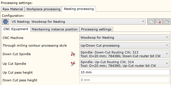 Material Editor Nesting processing settings