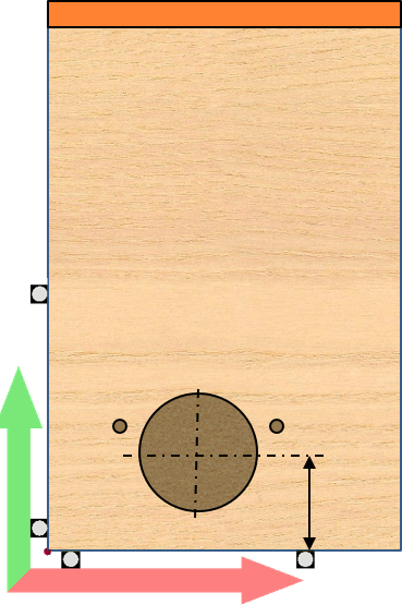 If the part is based as shown here, the error will not affect the distance of the hole from the edge