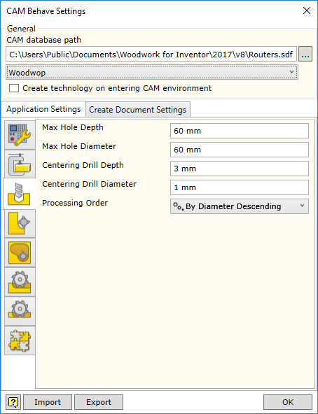 CAM Behave Drill settings