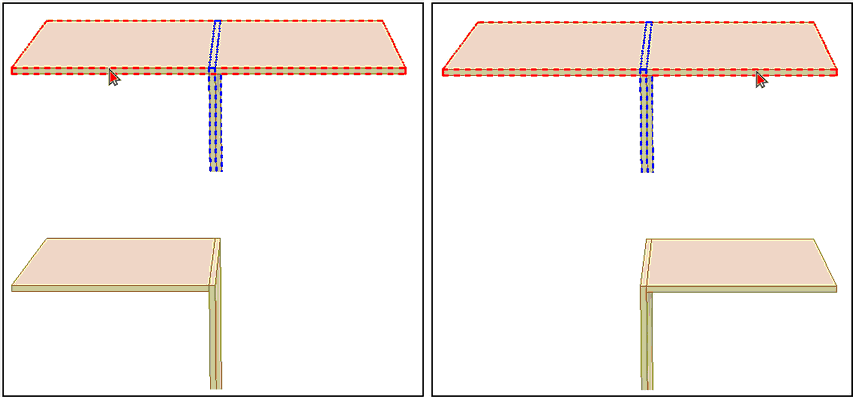 Trimming the panels by using mouse cursor usage