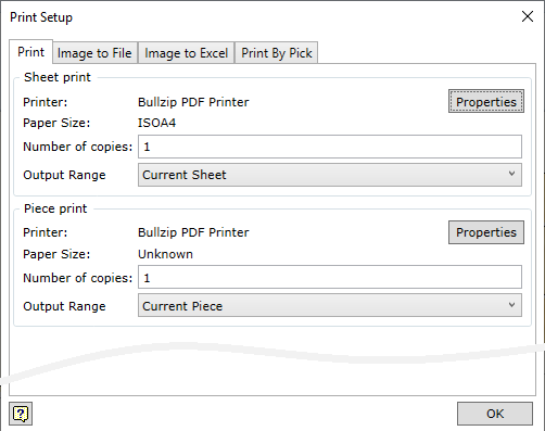 Nesting Print setup