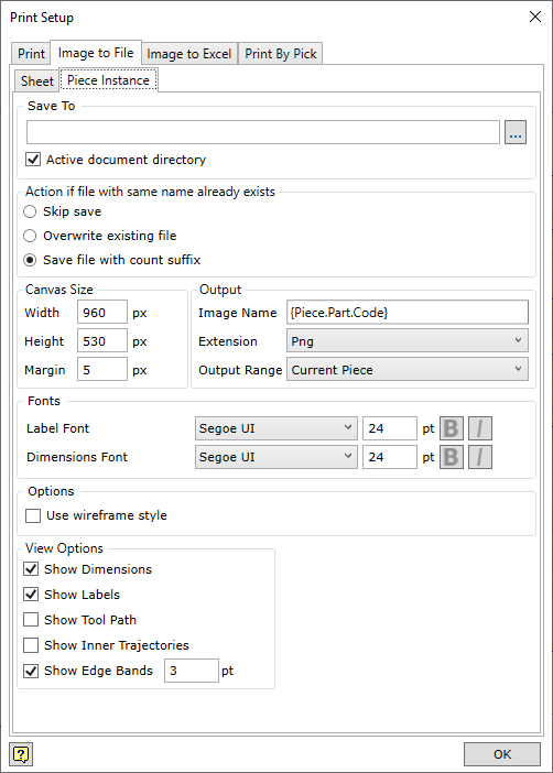 Nesting Piece Instance Image setup