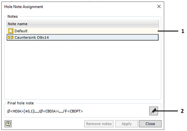 Hardware Hole Annotation attachment