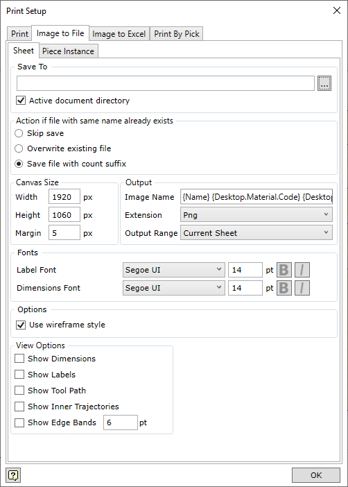 Nesting Image to file setup