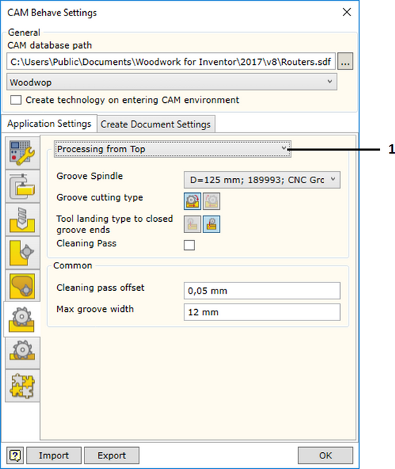 CAM Behave Groove Settings