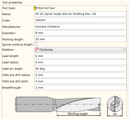 Mill tool data edit  form