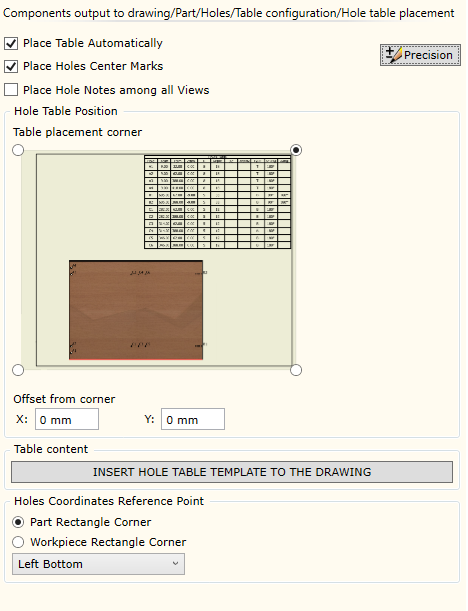 Hole Table Placement