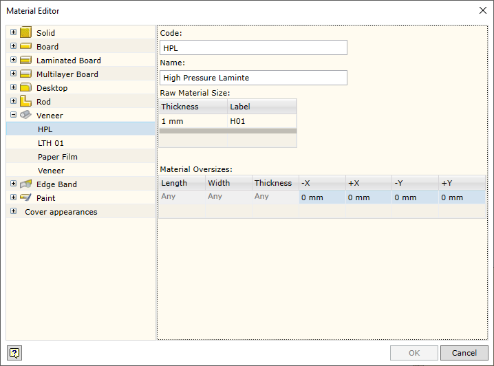 Veneer material constructor