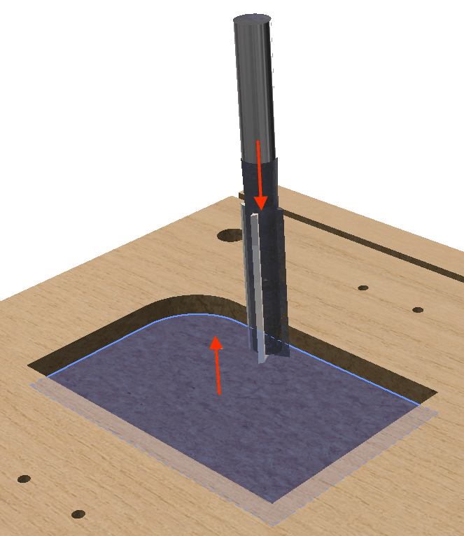 The compliance of the normal vector of the pocket bottom to the tool’s direction vector