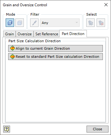 Set Part Calculation direction