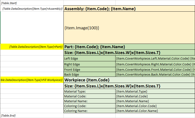 BOM template example