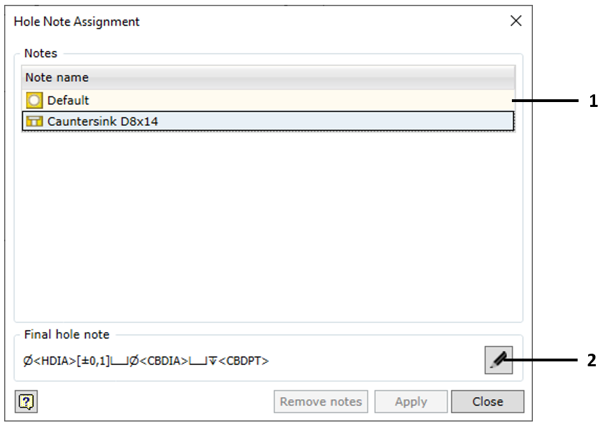 Hardware Hole Annotation attachment