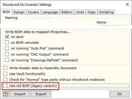 Setup Old BOM using