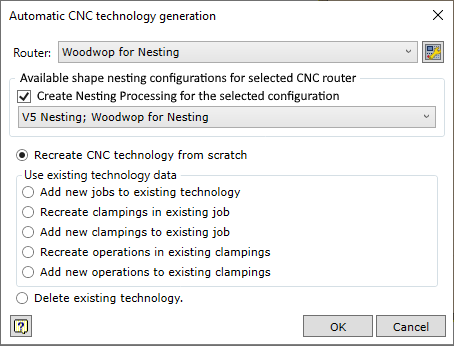 Auto CNC dialog