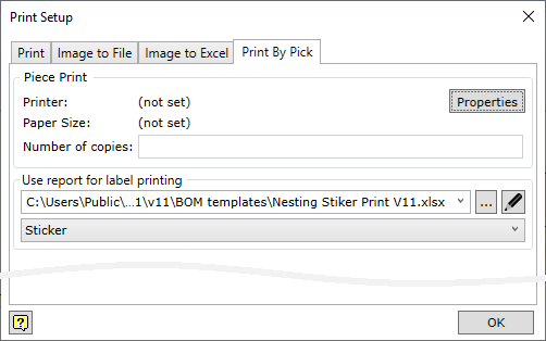 Nesting Print By Pick Setup