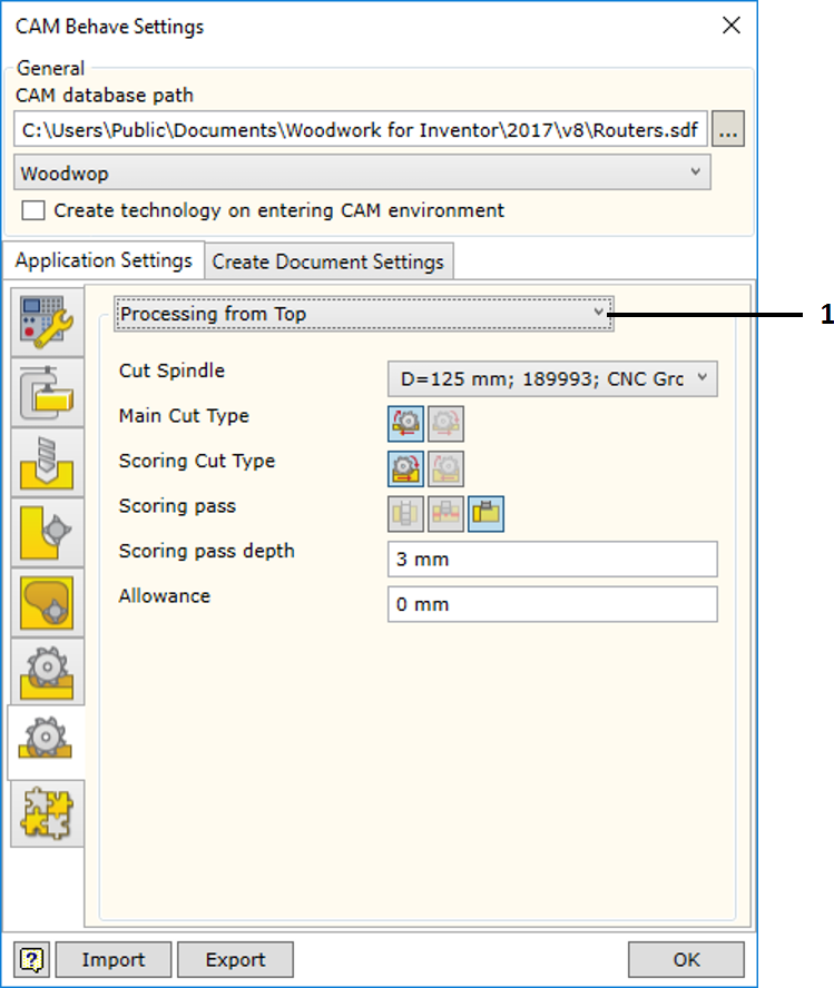 CAM Behave Cutting Settings