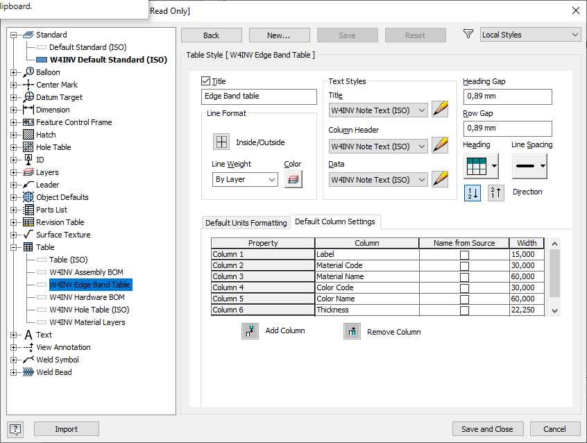 AutoPlot Table definition