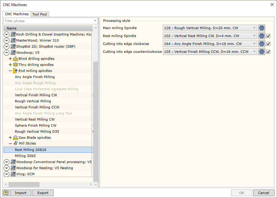 Machine Setup Milling Styles