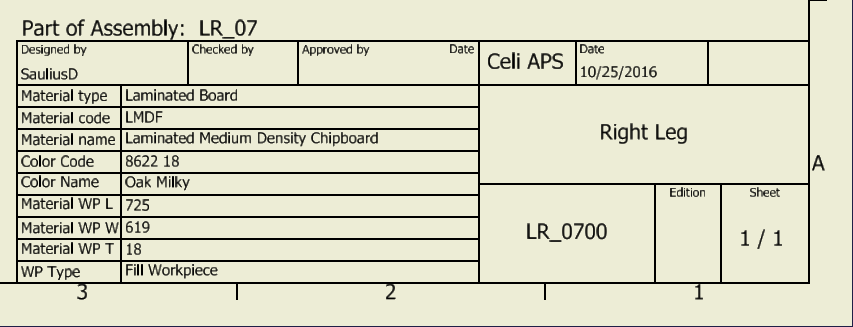 Title Block containing Woodwork for Inventor information