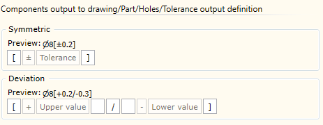 Tolerance output definition dialog