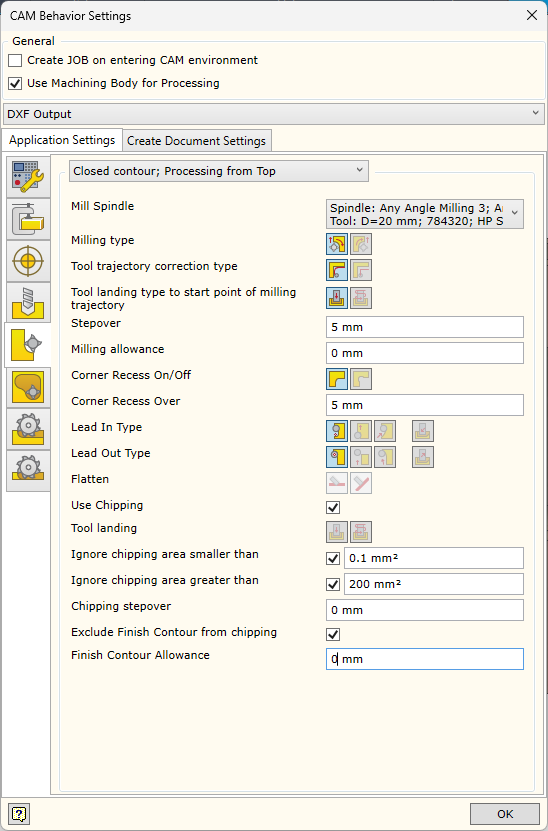 CAm Behave Mill Settings