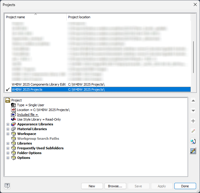 Loaded projects