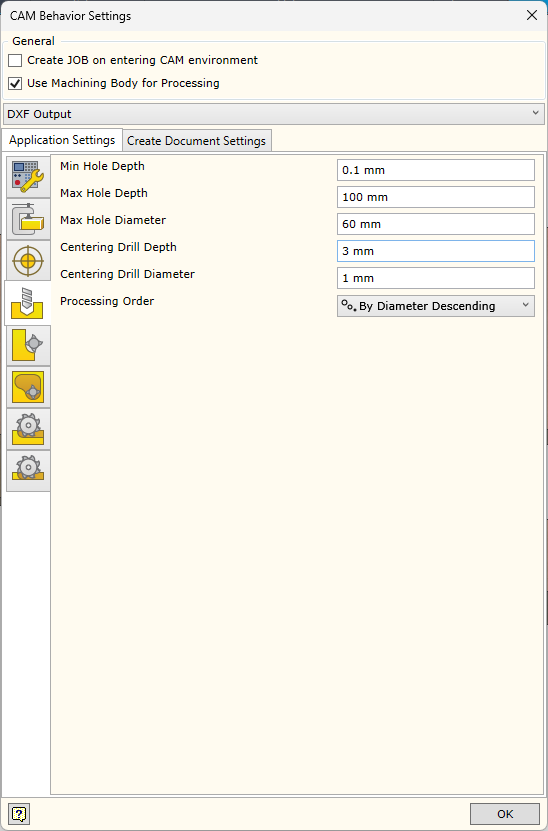 CAM Behave Drill settings