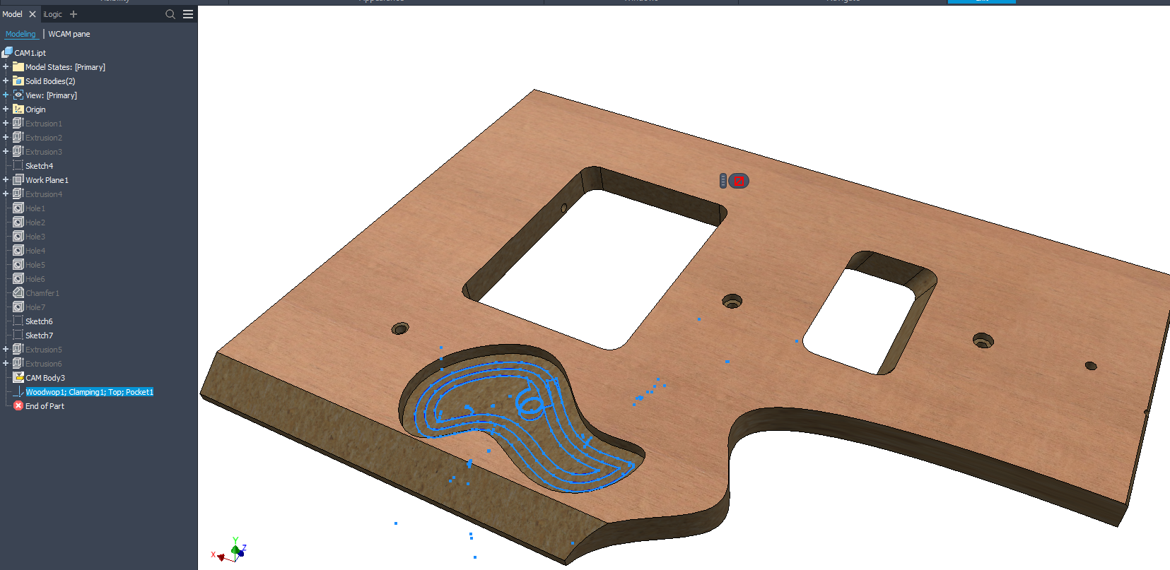Result of Toolpath to the sketch command