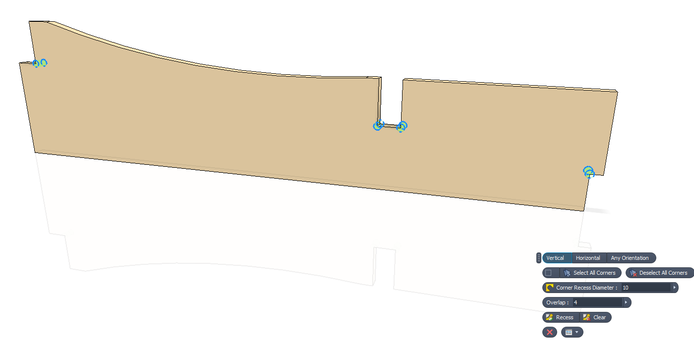 Corner recess part design enviroment