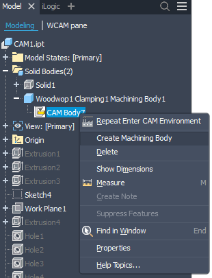 Create machining body