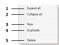 Material editor Item context menu