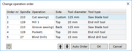 Reorder operations dialog