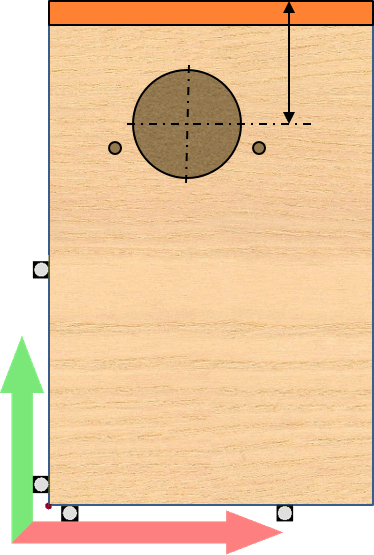 If the part is based as shown in the figure, workpiece error will affect the distance of the hole from the edge