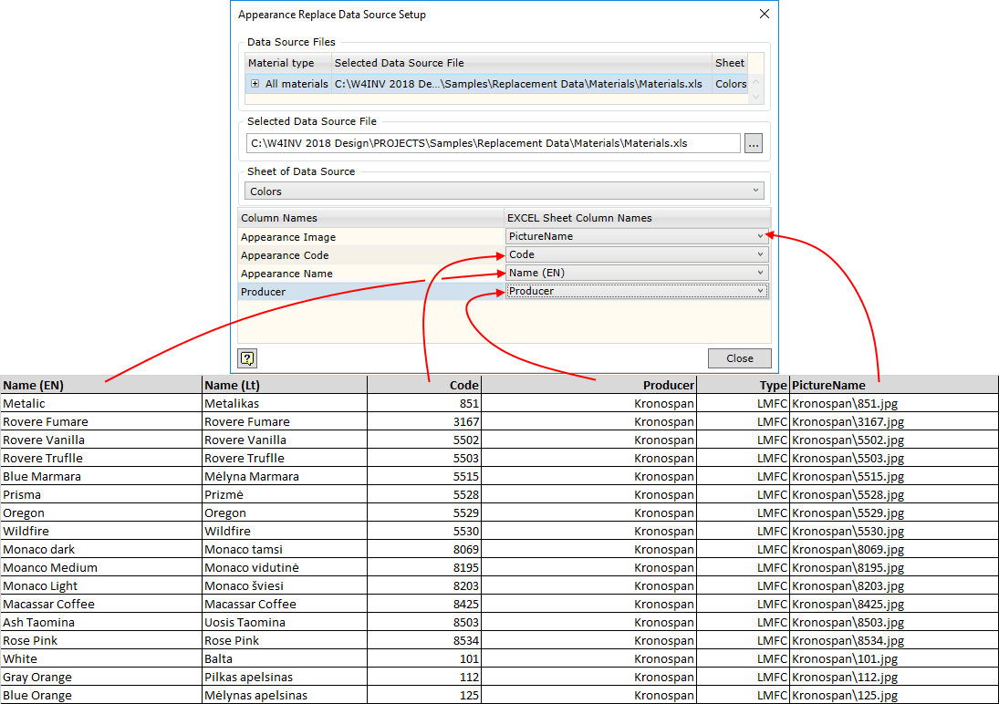  Example of linking with MS Excel worksheet