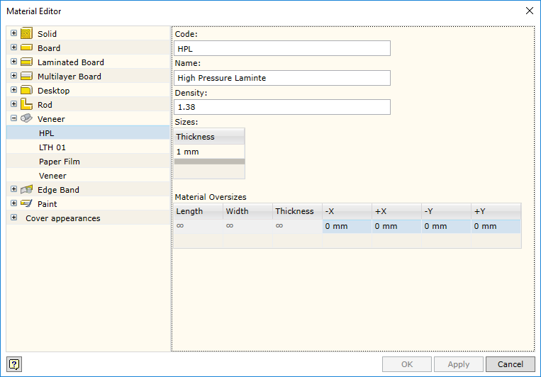 Veneer material constructor