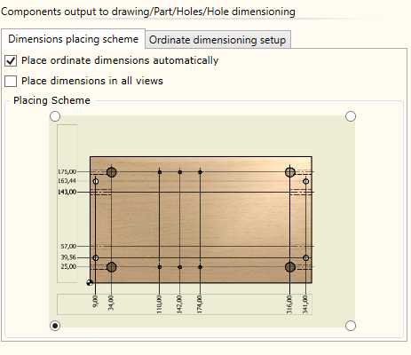 Hole Dimensioning setup dialog