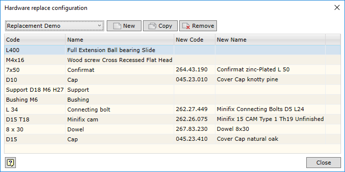 Hardware Replacement dialog