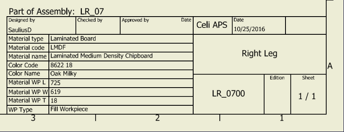 Title Block containing Woodwork for Inventor information