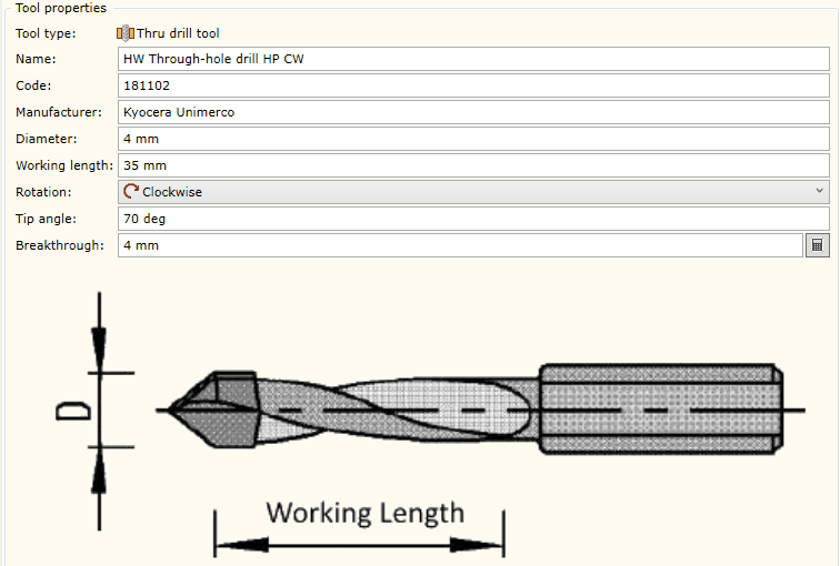 Thru drill data form